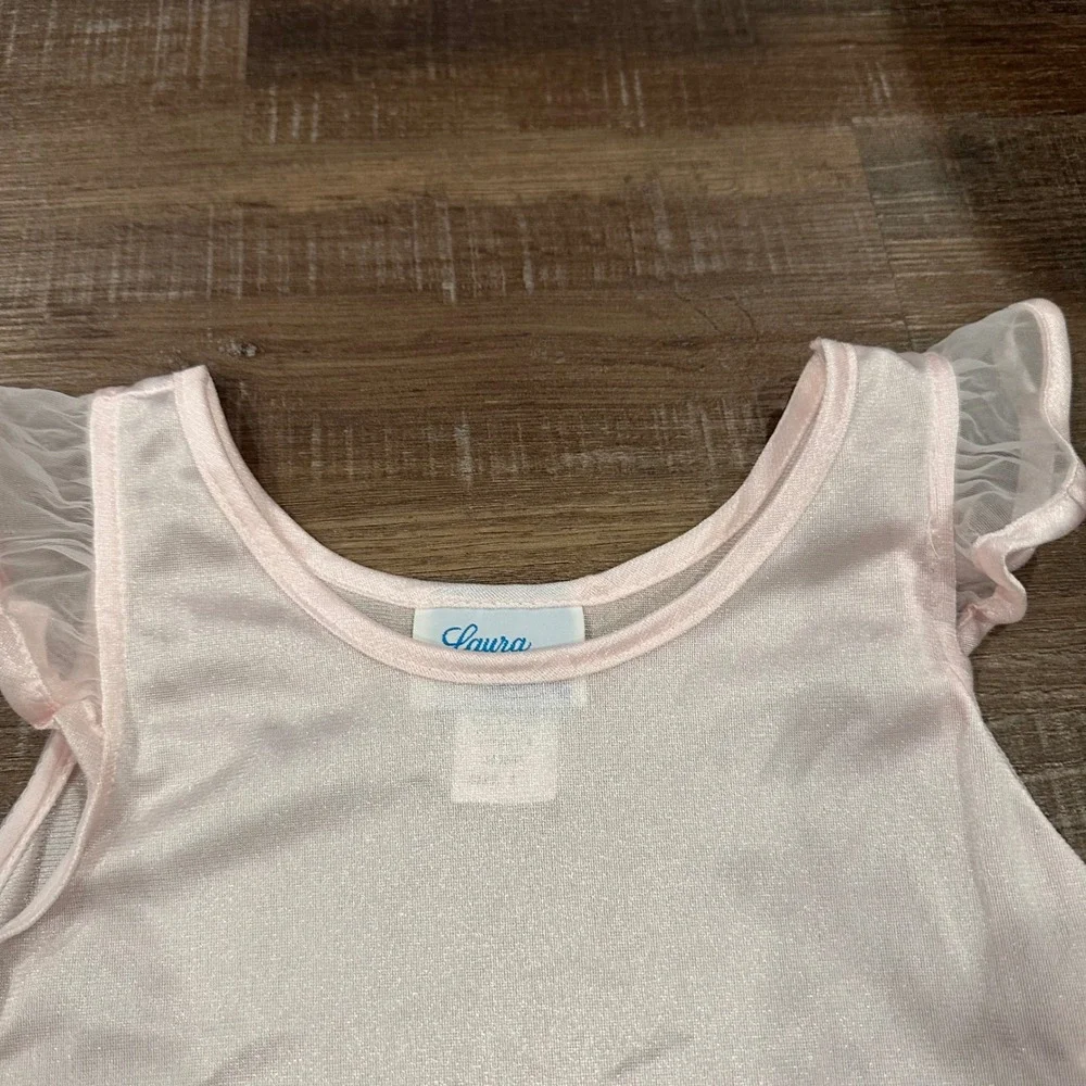 Laura Dare Girls Pink Nylon Nightgown Ruffle Cap Sleeve Size‎ 5 Made in USA
